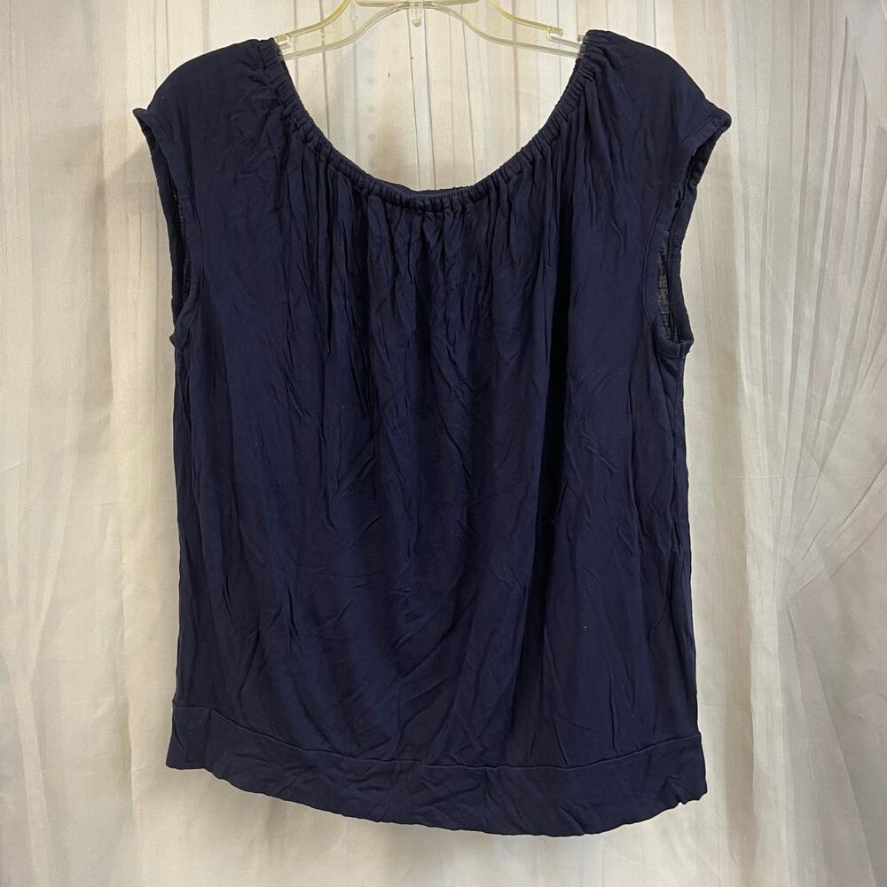 Gap Designed & Crafted Navy Rayon Smock Top L Lightweight Summer Blouse
